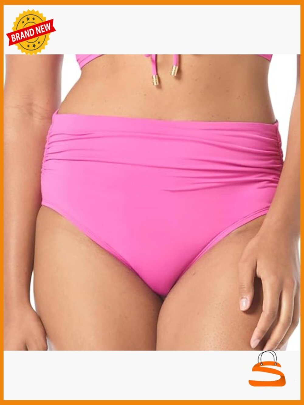 High Waist Convertible Bikini Bottom Large Nylon Blend Upf 50+